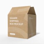 Square shipping box mockup