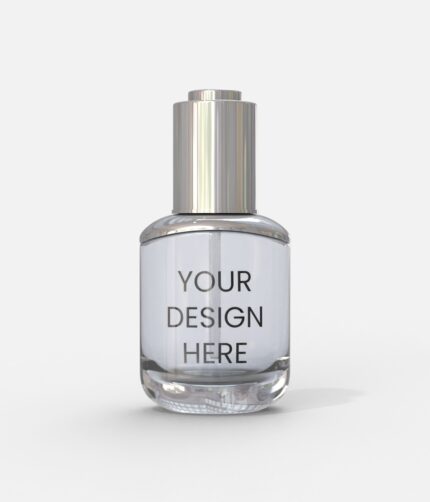 Glass bottle of cosmetic skincare serum mockup 511810