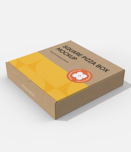 Square pizza box mockup