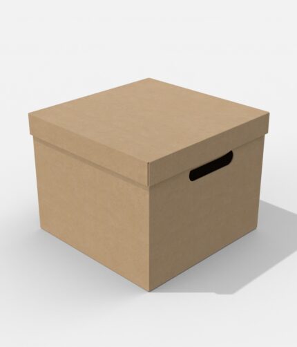 Square cardboard box with lid mockup