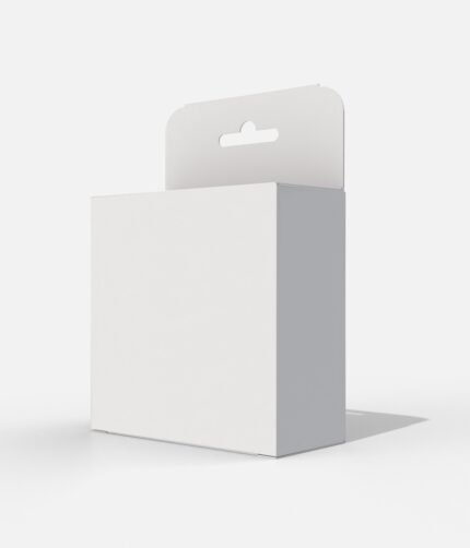 Flat square box with hanger mockup