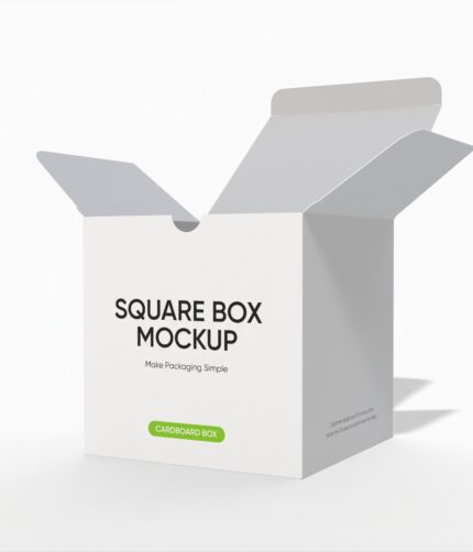 Tuck end open square box mockup