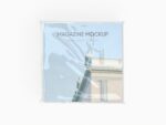 Square plastic wrapped magazine mockup