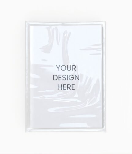 Transparent plastic wrapped magazine mockup