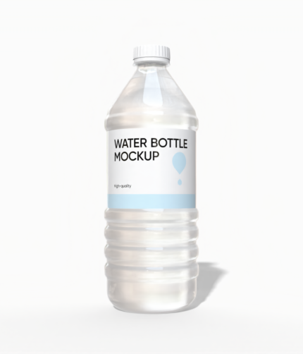 Clear water bottle mockup