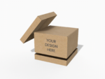 Removable lid corrugated cardboard box mockup