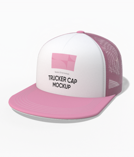 Trucker cap with metal buckle back strap mockup