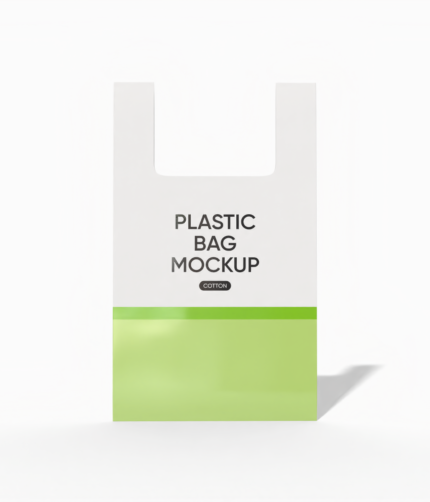 Plastic hanging tote bag mockup
