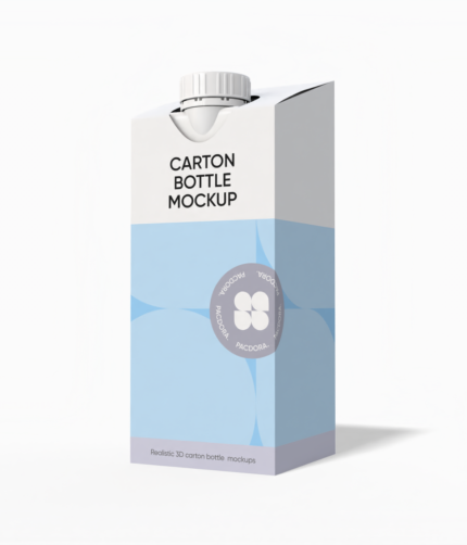 Milk carton box bottle mockup