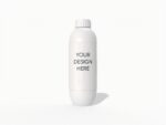 Round glossy plastic bottle mockup