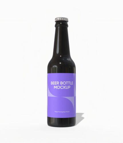 Long neck beer bottle mockup
