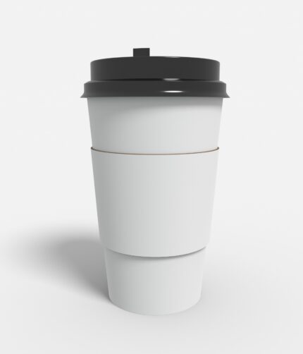 Paper cup black lid sleeve mockup 510200