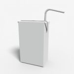 Juice box milk box with straw paper mockup
