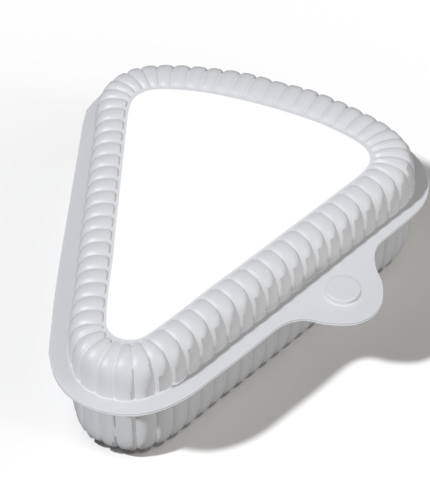 transparent triangle folding hinged box with lock food container mockup 510850