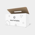 Mailer box with adhesive opening and handles mockup