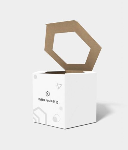 Tuck end box variations hexagon with window mockup 112701