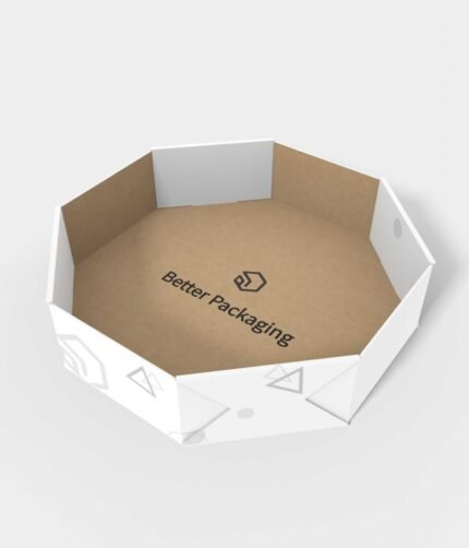 Tray boxes octagonal bottom lock inserts mockup 123090