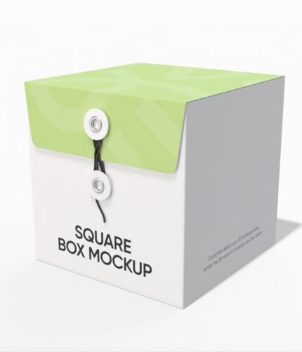 Square string tie box mockup