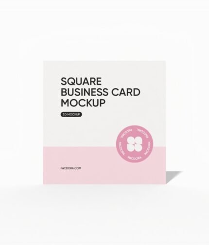 Square business card mockup